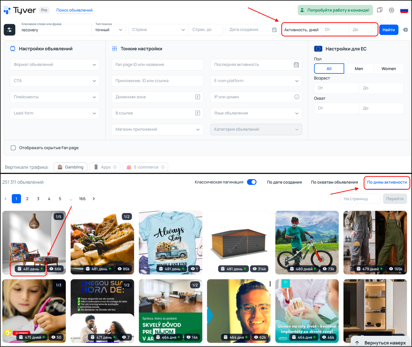 Дни активности