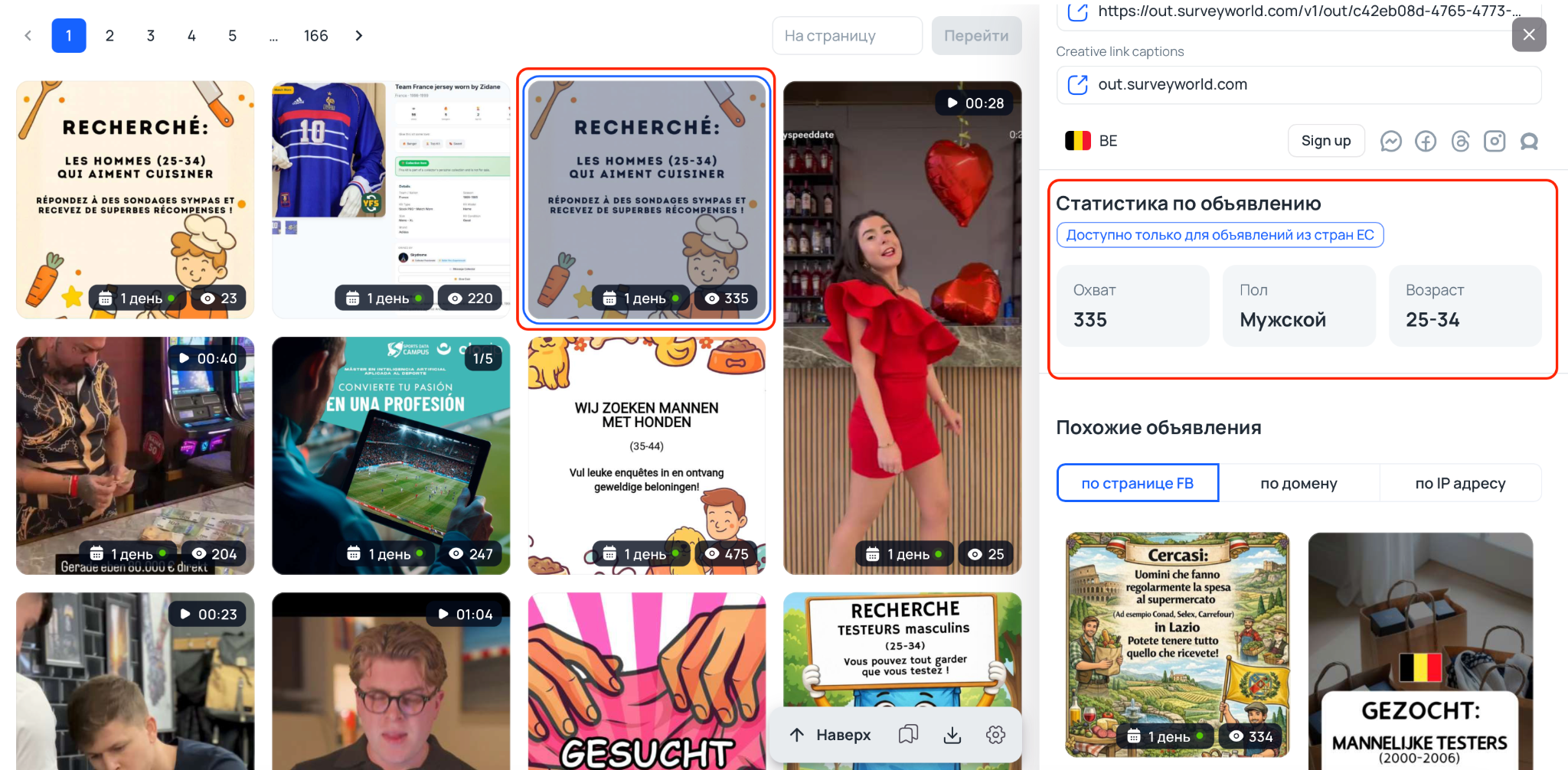Статистика по объявлению