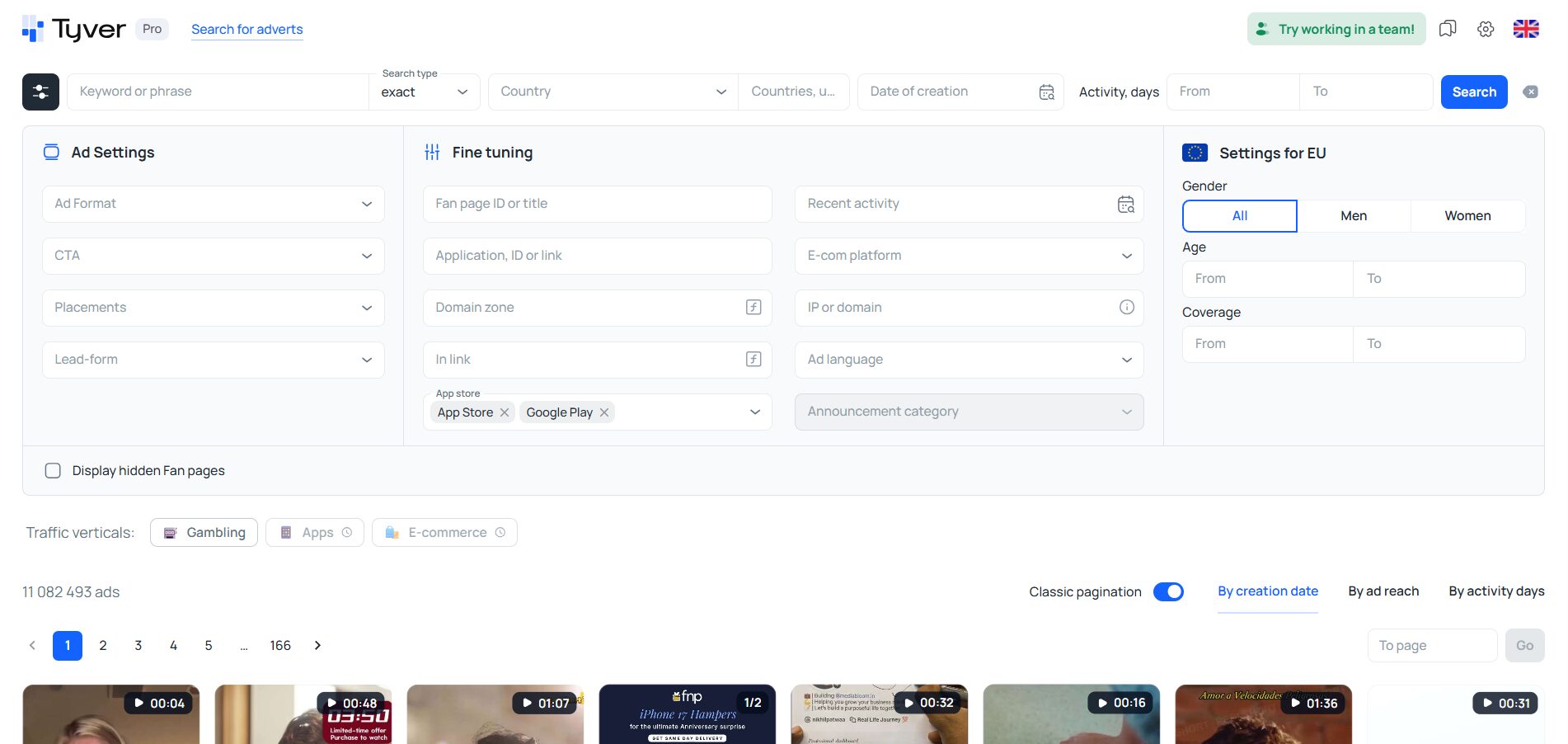 Filtering by app stores