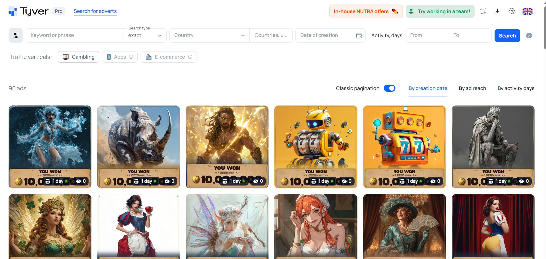 all creatives from fan page