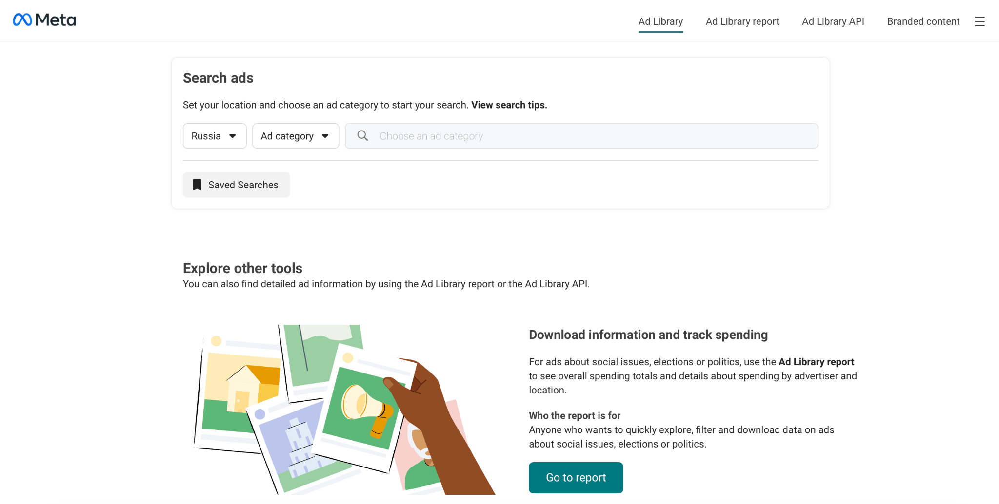 Facebook Ad Library website