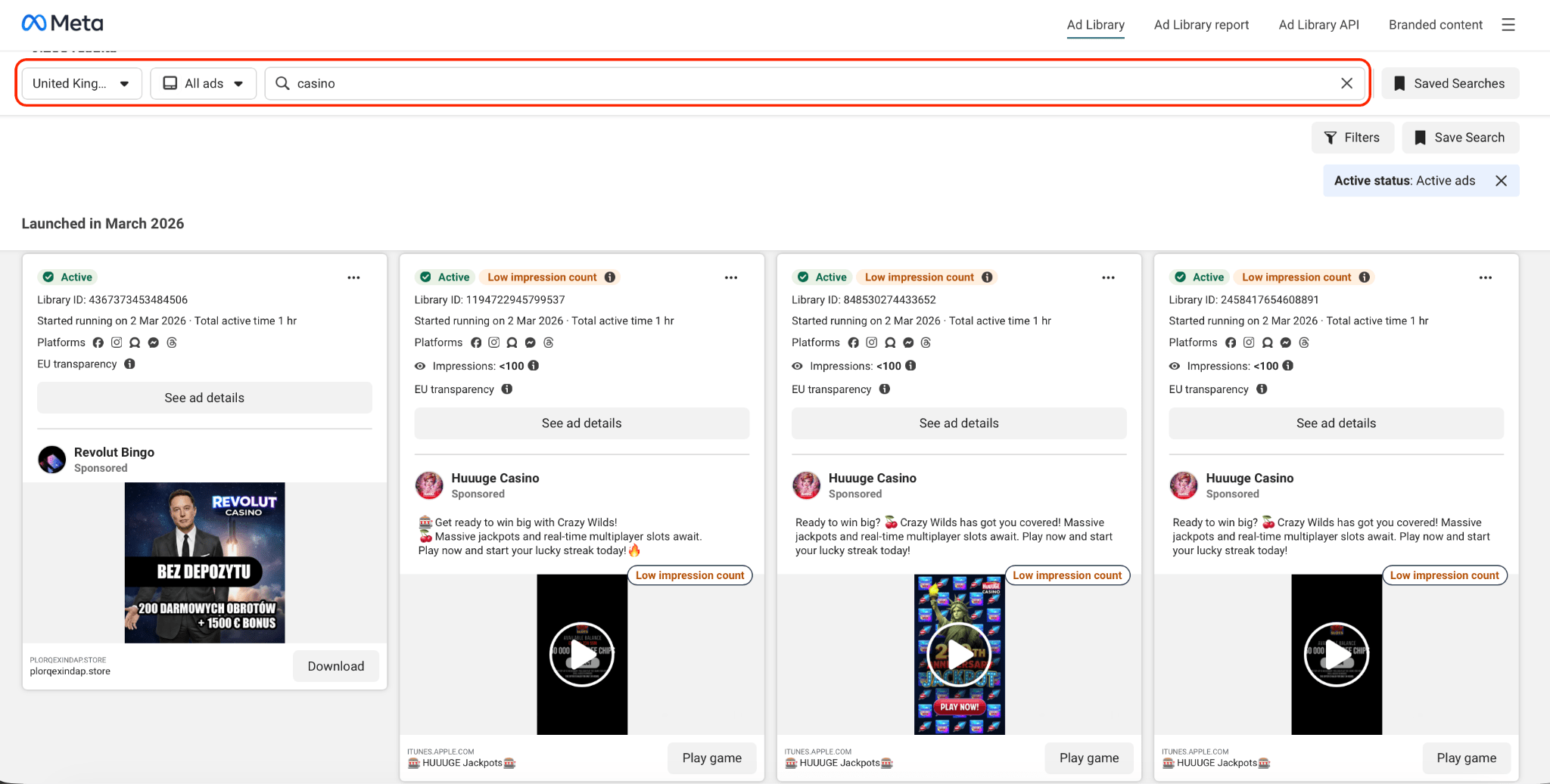 Search in Facebook Ad Library