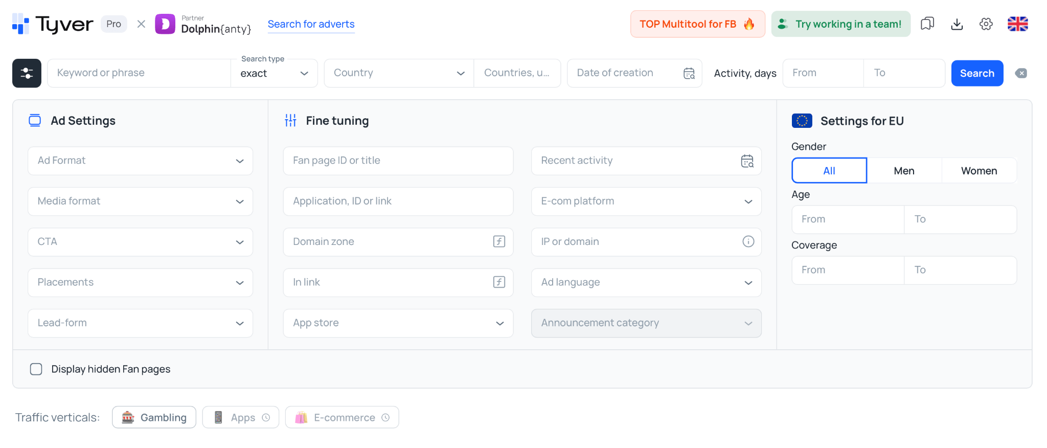 Tyver advanced filters