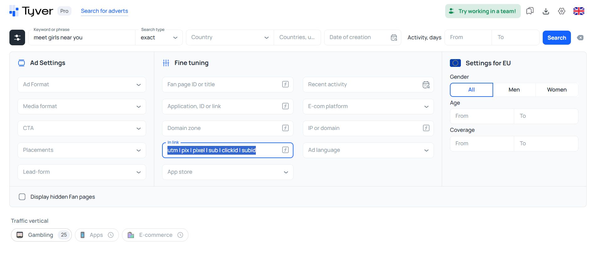 URL fragment filter in Tyver