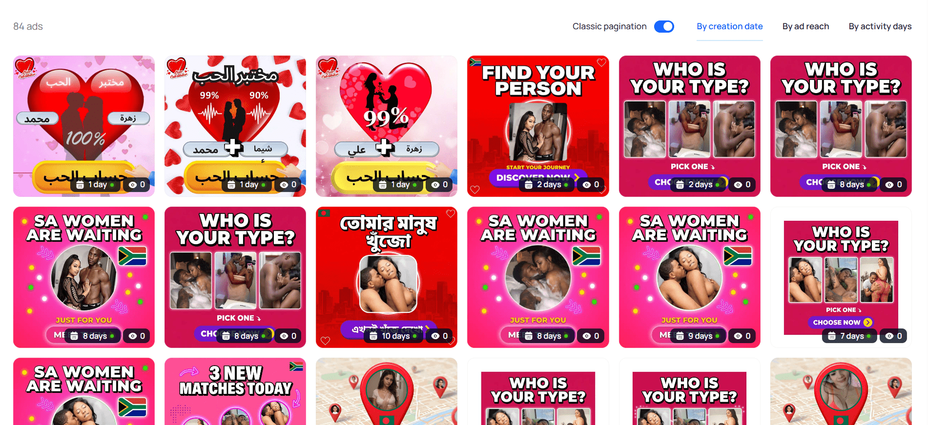 Expanded dating ad results