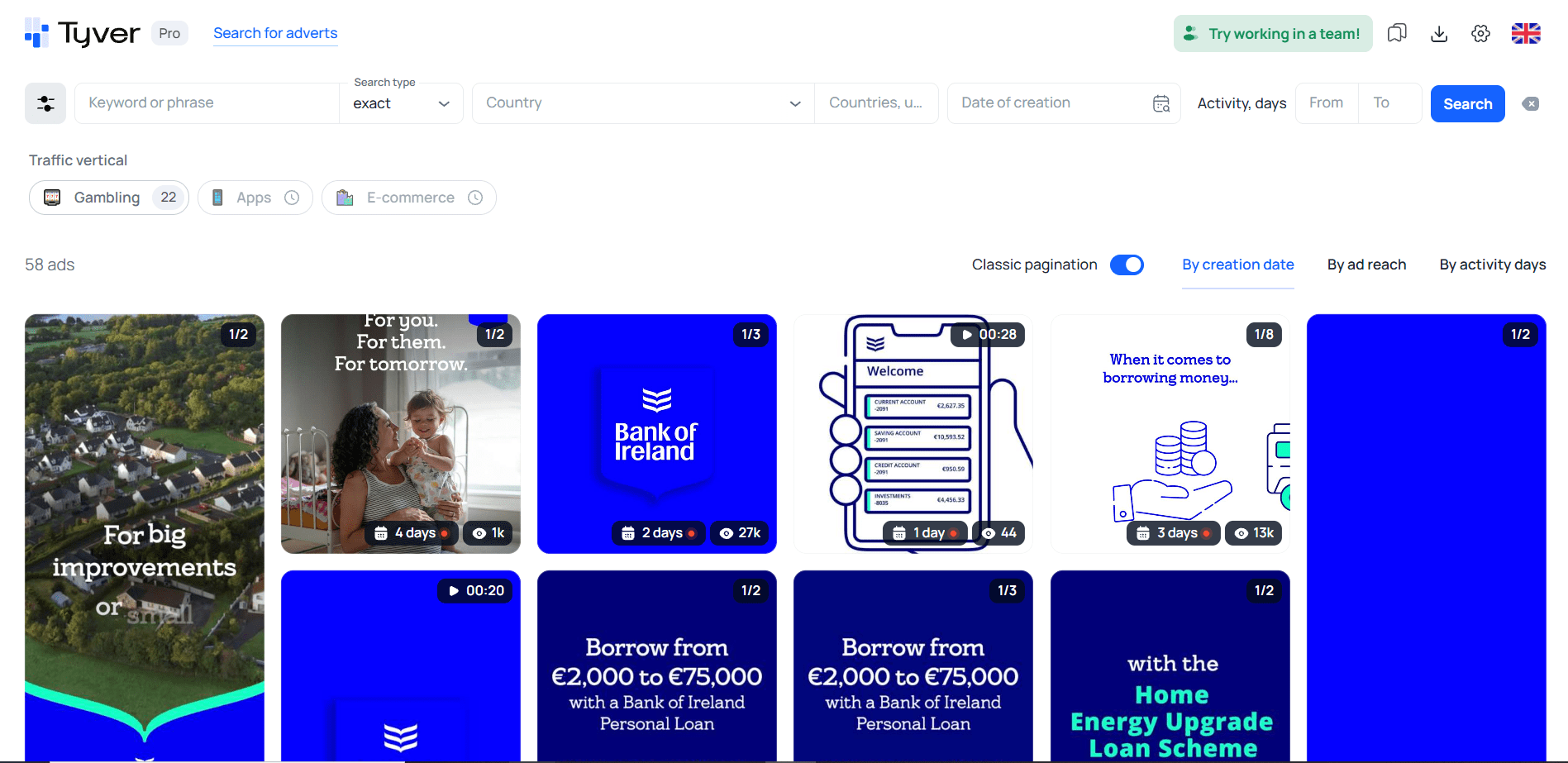 All advertiser ads by domain