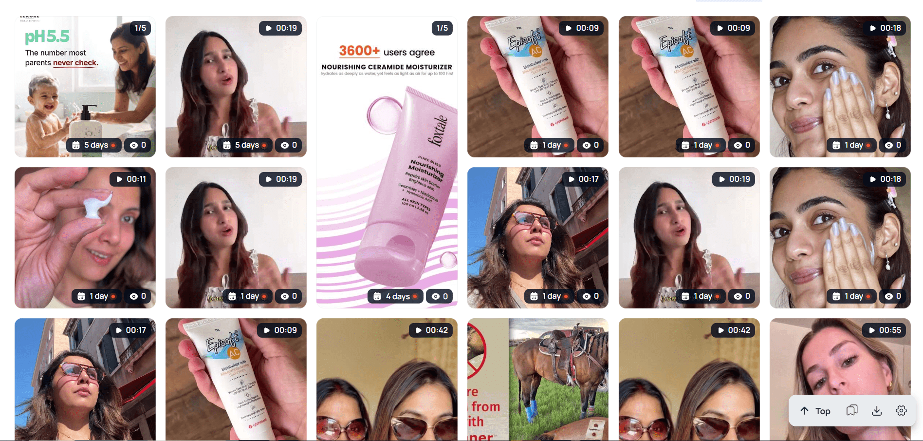 Skin moisturizer ads on Amazon