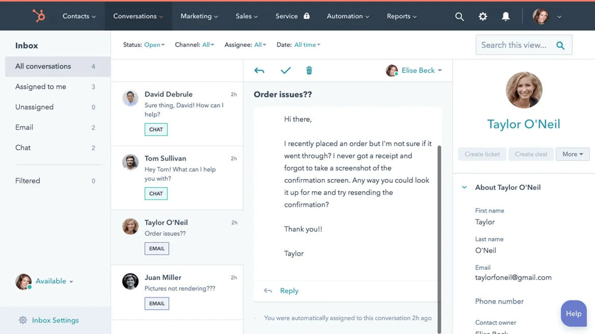 HubSpot lead capture and email automation workflow