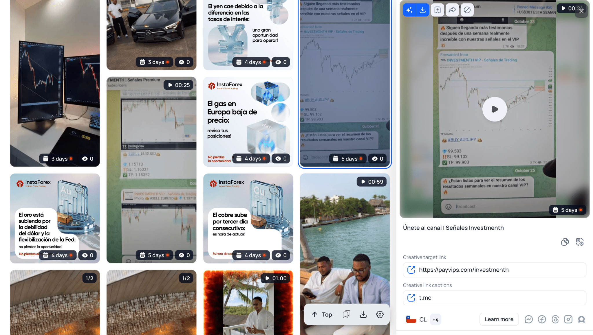 Filtered ad results for Latin America using señales de trading