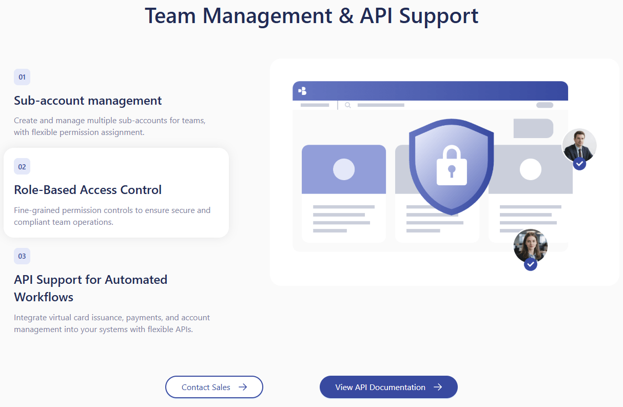 Enterprise expense management and API integration dashboard in Buvei