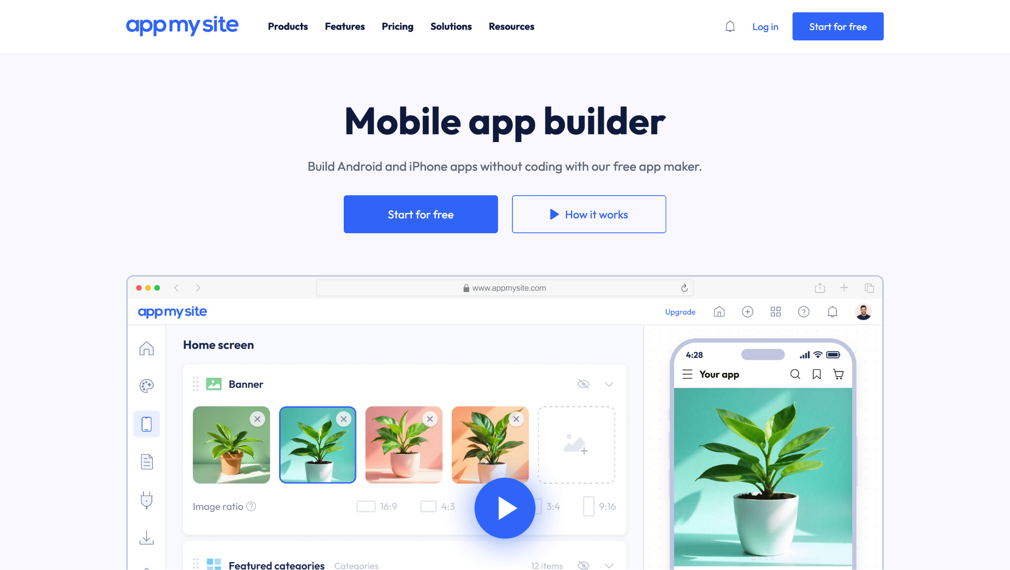 Сервис AppMySite для создания PWA на WordPress и Shopify
