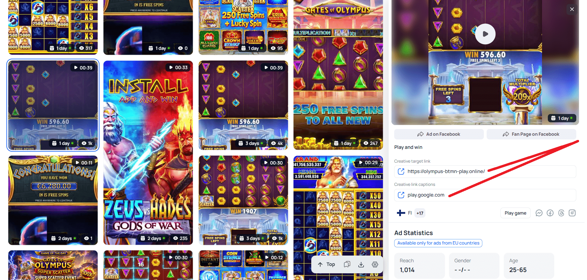 Gambling creative example