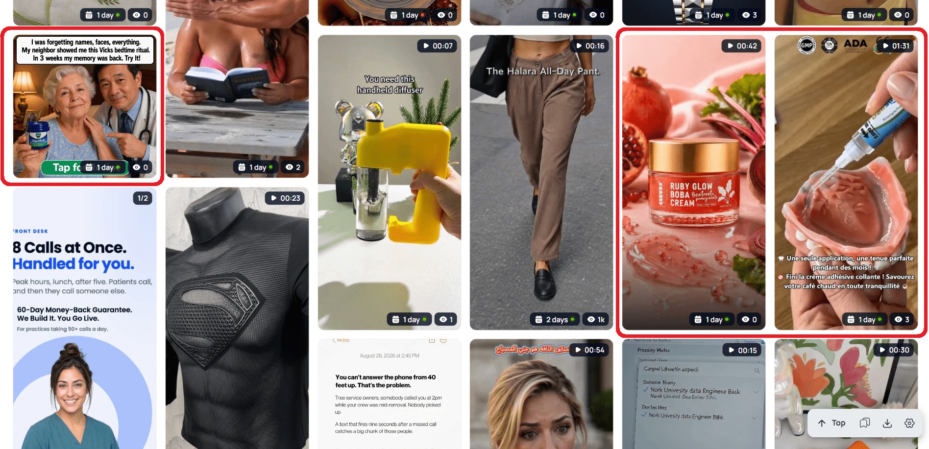 Top-performing ad creatives