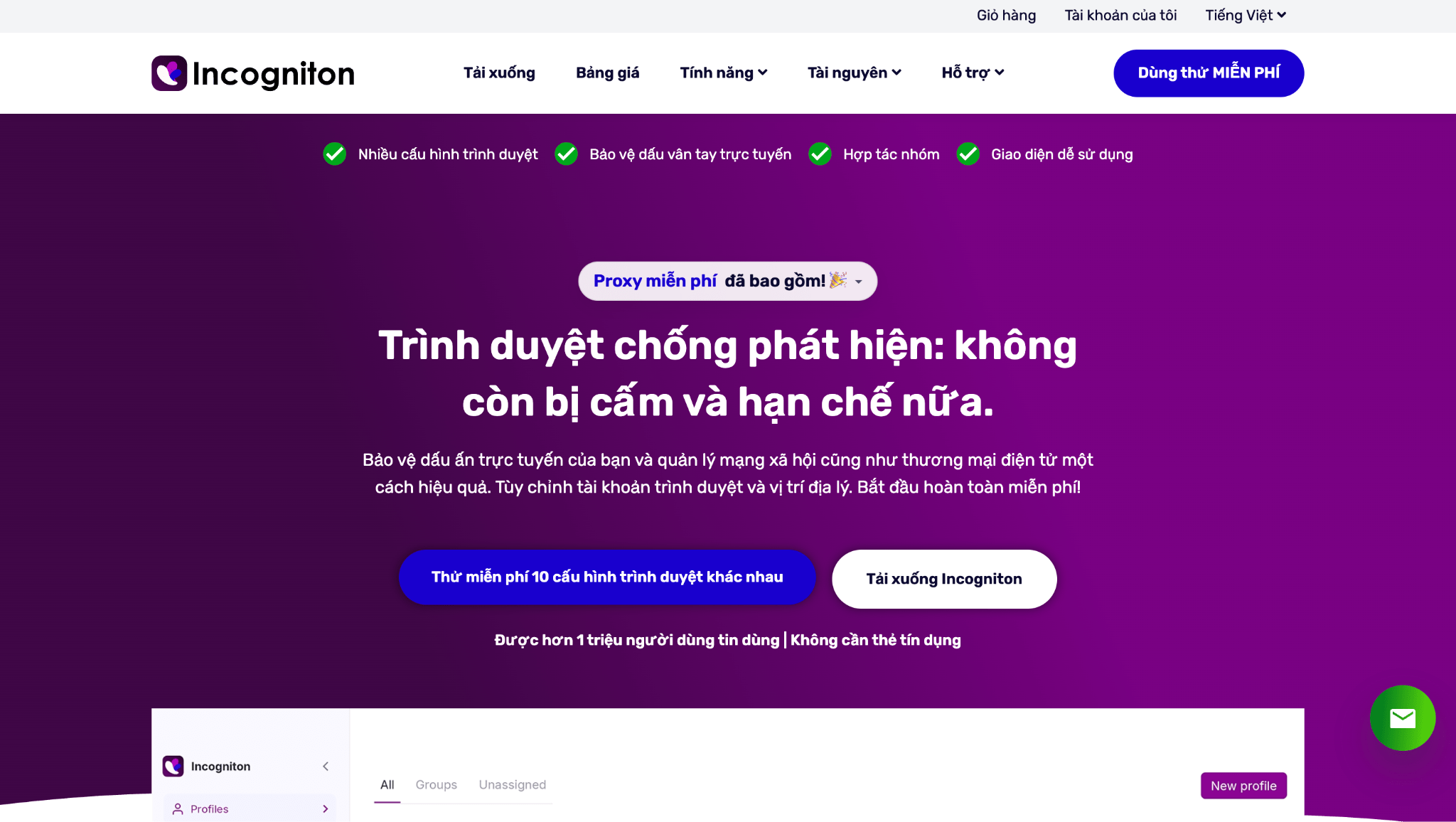 Trang web Incogniton