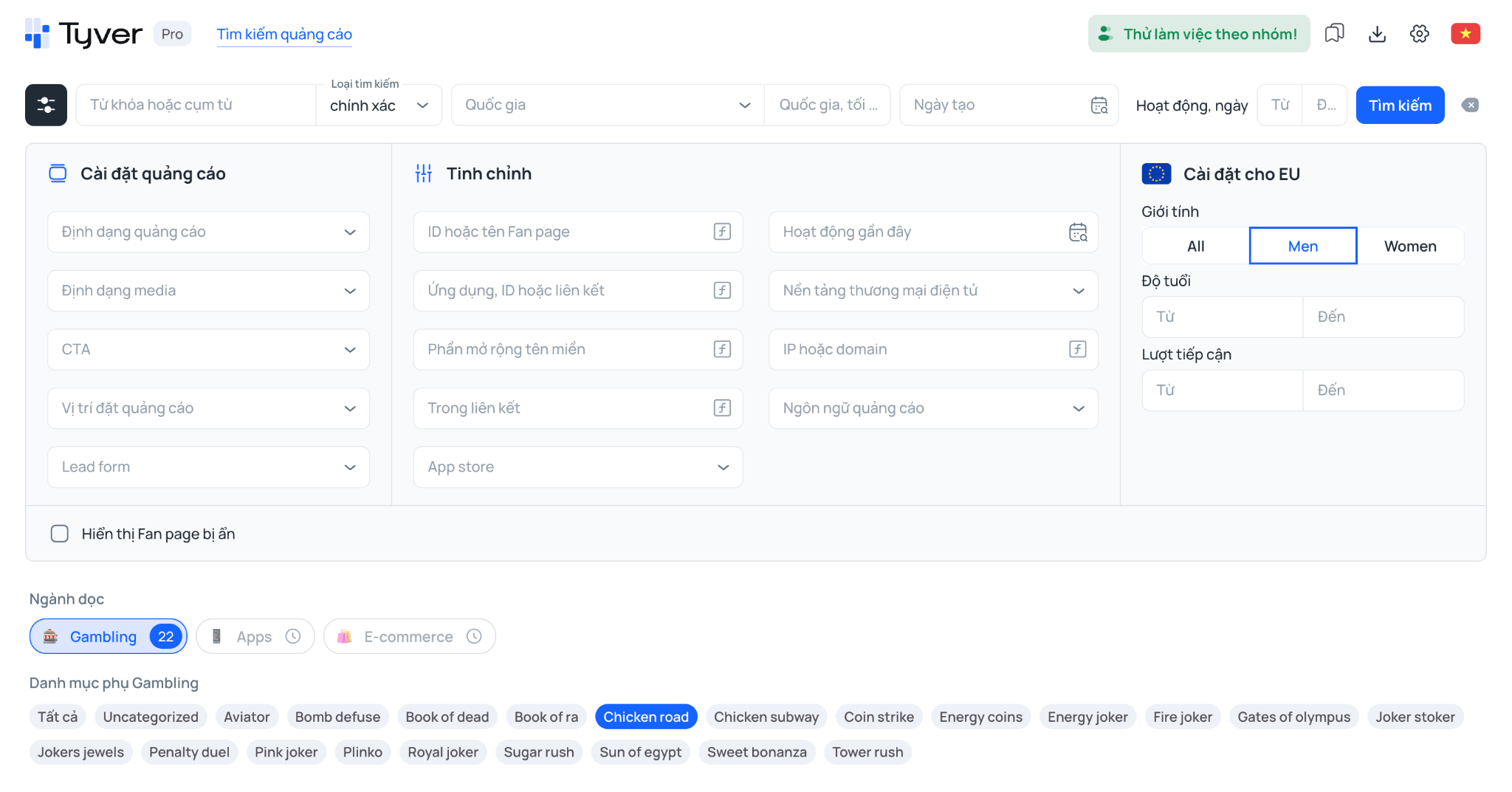 Công cụ spy quảng cáo Tyver.io