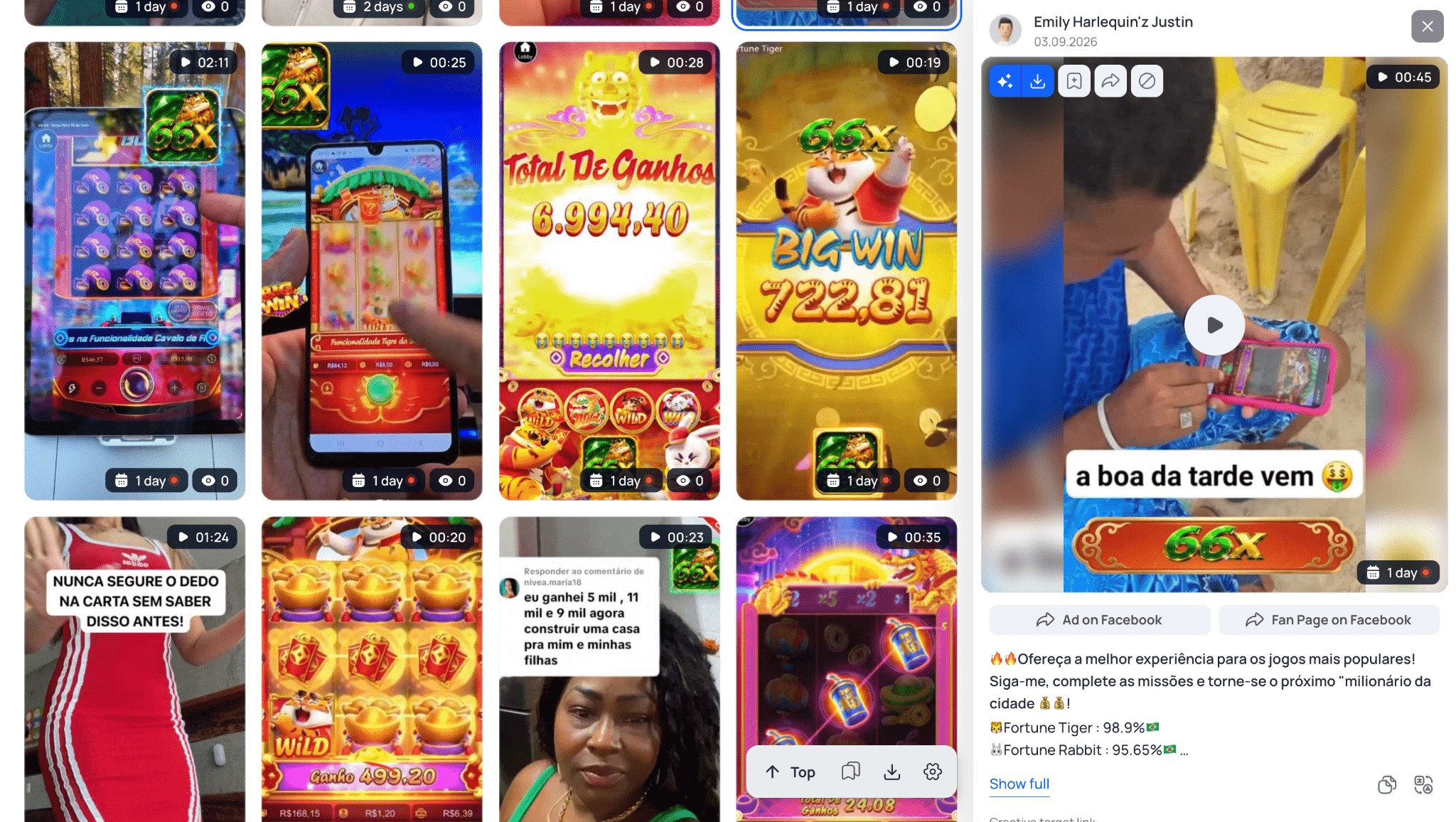 Gambling creative search result by keyword
