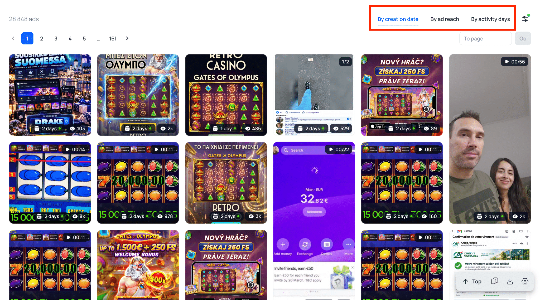 Sorting ad results