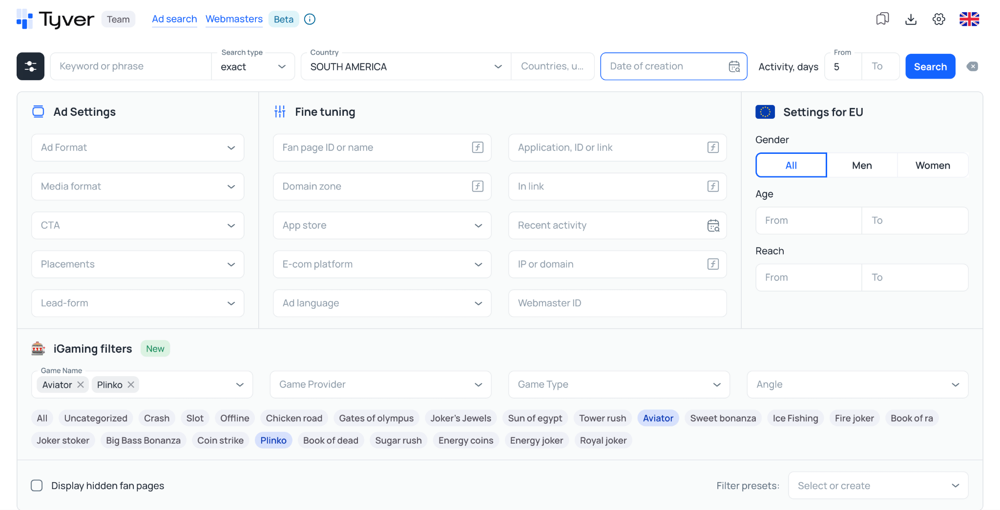Searching creatives by offer