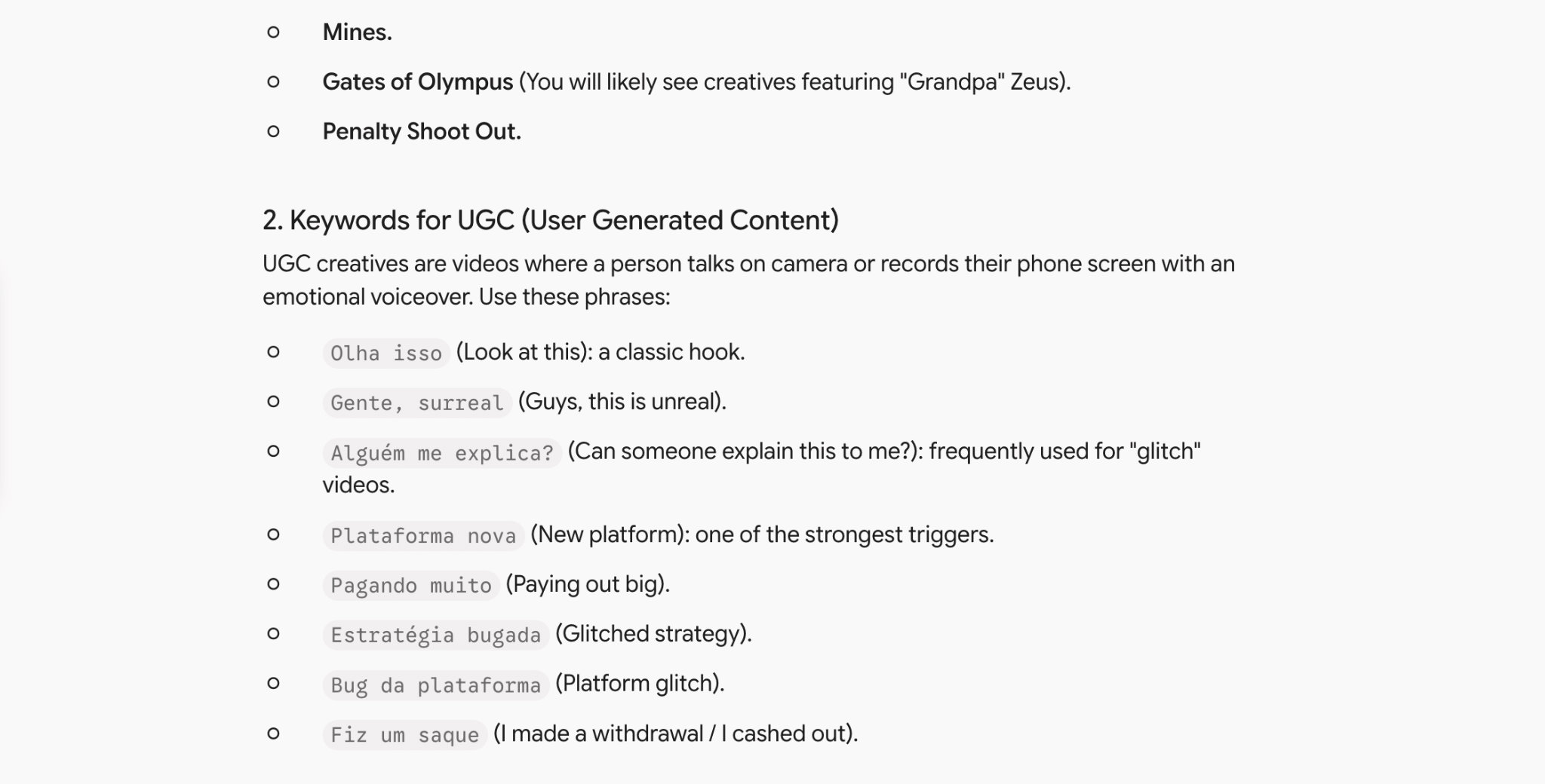 AI-generated keyword list