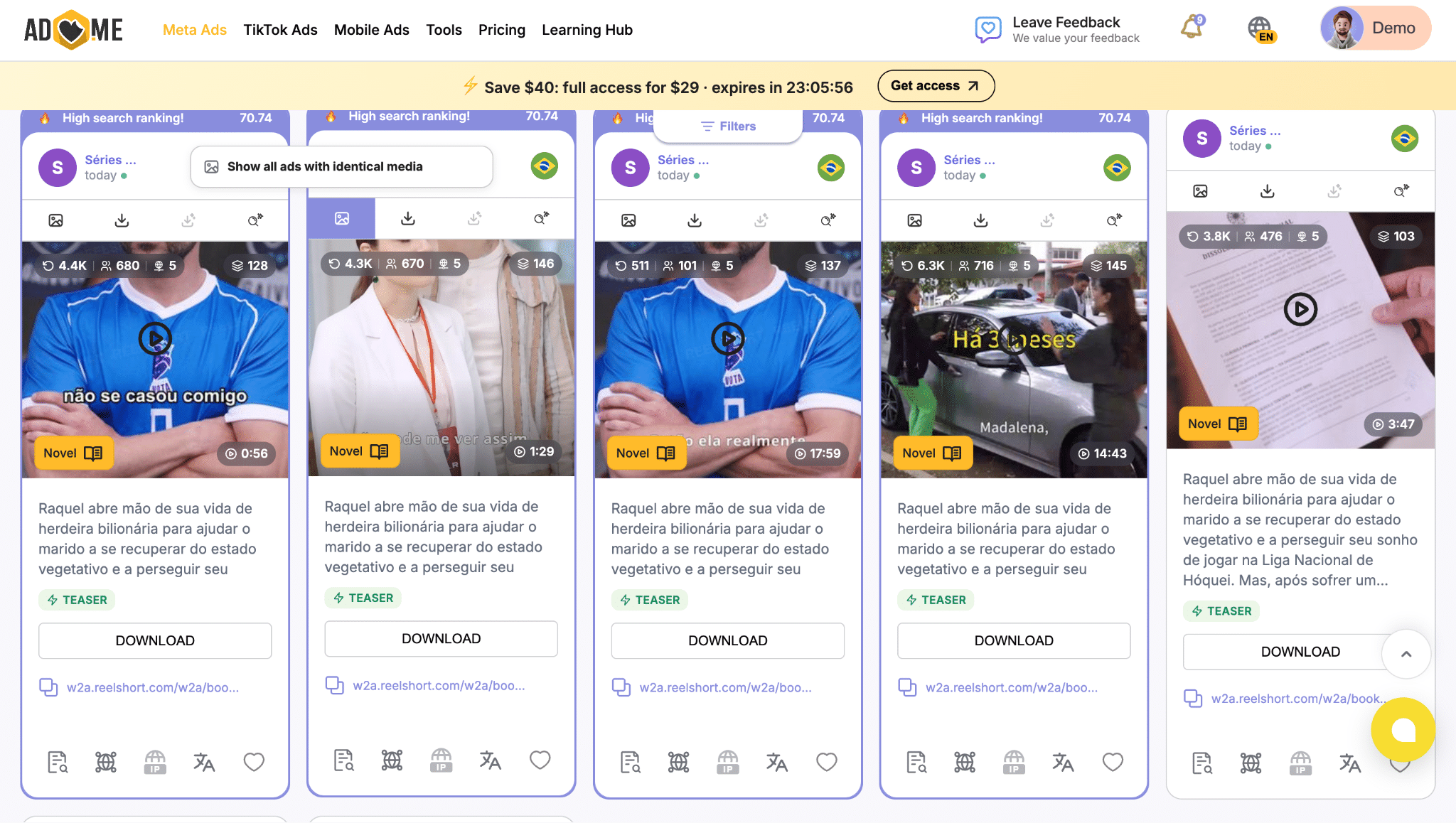 AdHeart AI search results for gambling