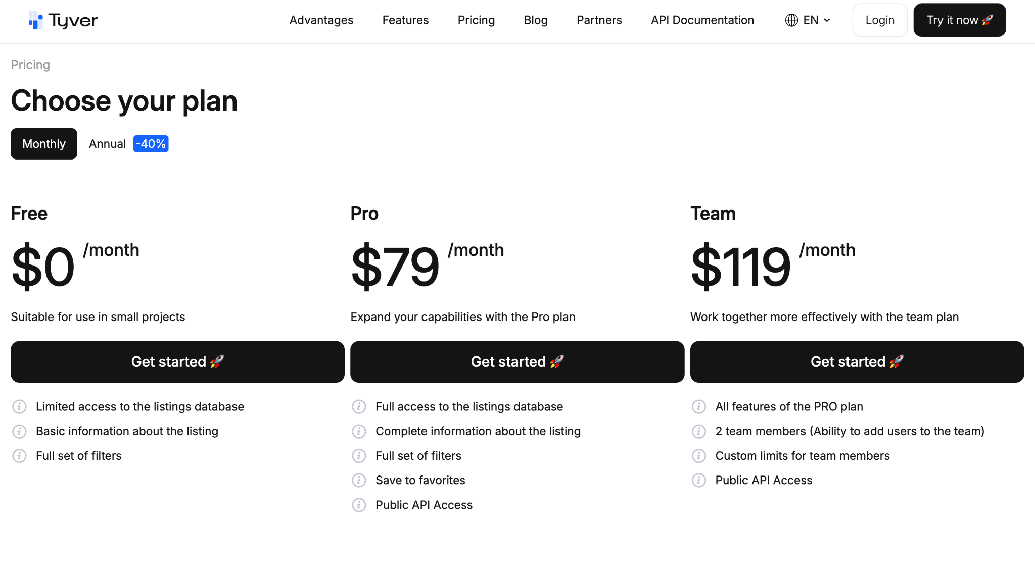 Tyver pricing plans