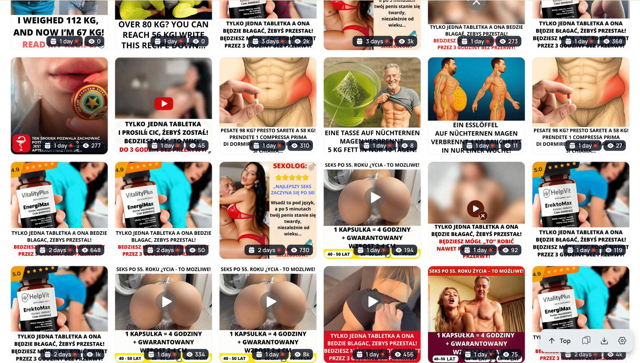 Targeted nutra creatives from one Fan Page