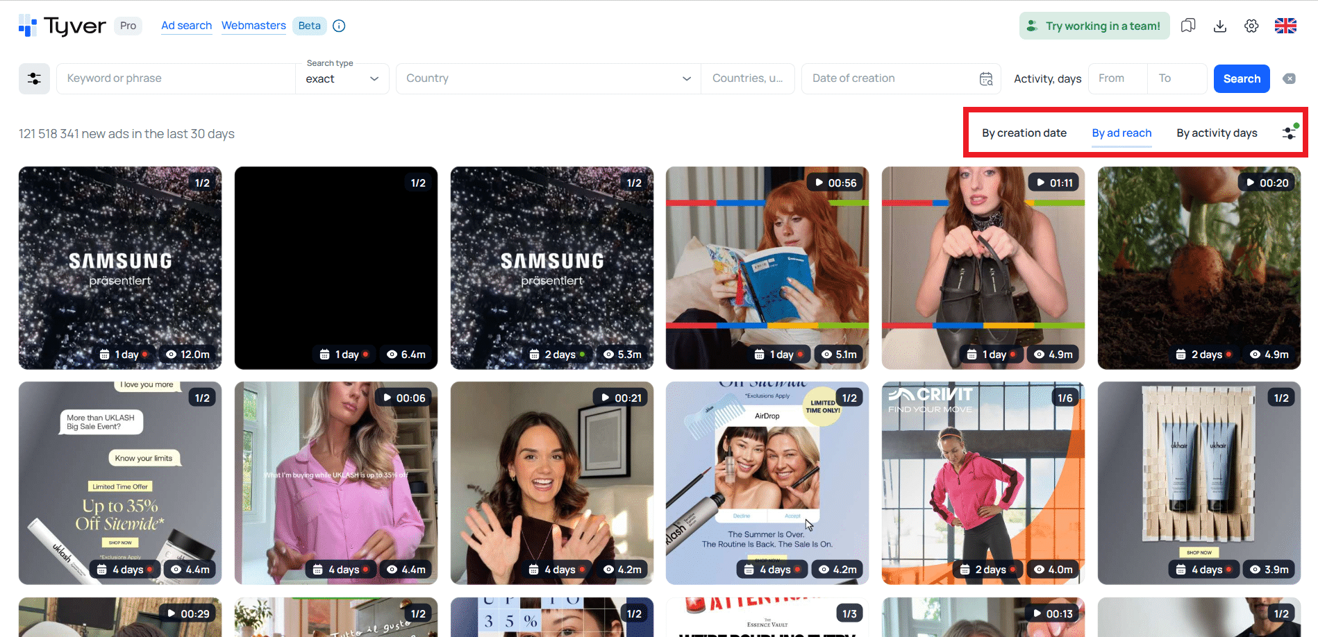 Sorting ad search results