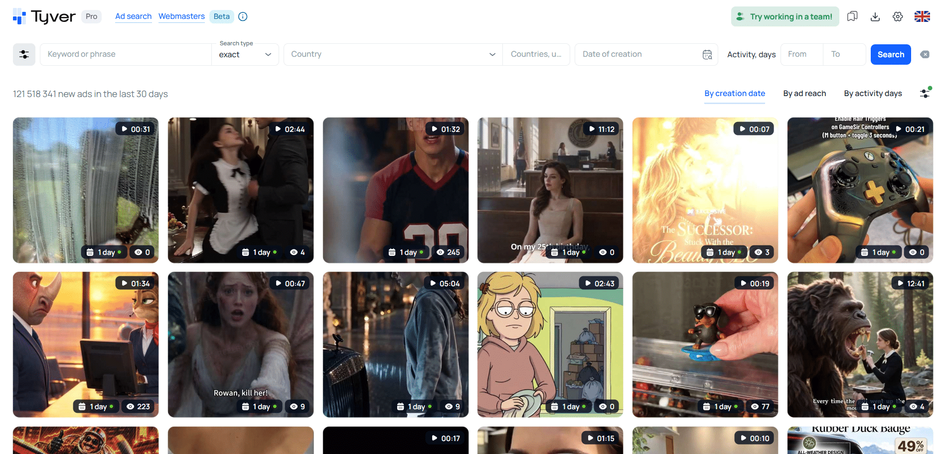 Ad search results in Tyver
