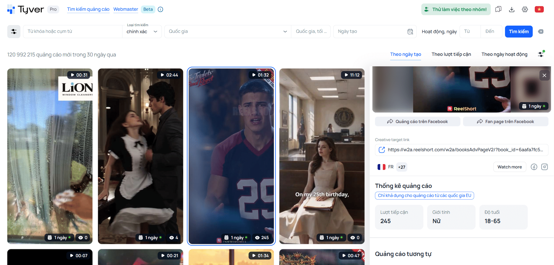 Thông tin chi tiết quảng cáo Facebook